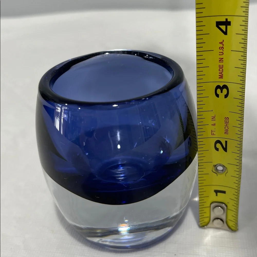 Crate&Barrel Diva Sapphire Blue Glass Candle Votive